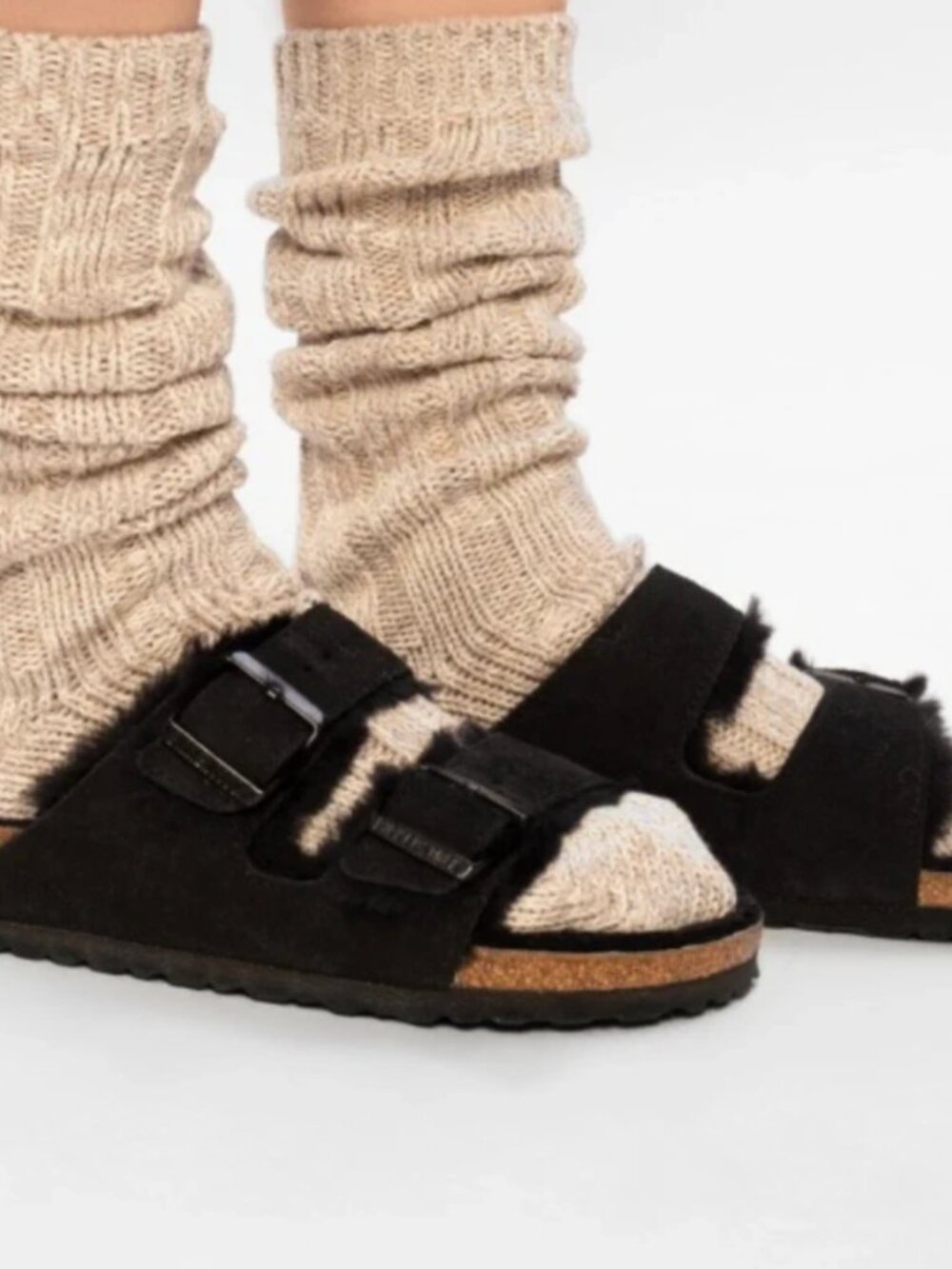 Birkenstock Arizona Fur Slides in Black – Size 39